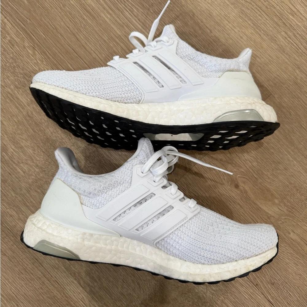 adidas White Knit Ultra Boost with Lace-Up Support - Picture 3 of 3